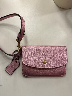 Coach Metallic Pink Pebbled Leather Wristlet
